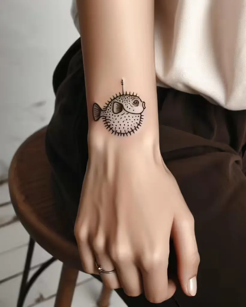 Mini Puffer Fish Tattoo Idea