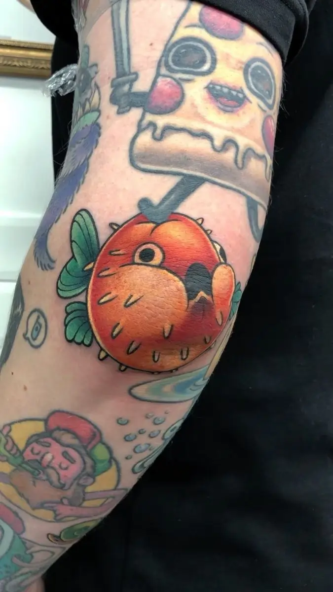 Puffer Fish Tattoo on Knee Idea