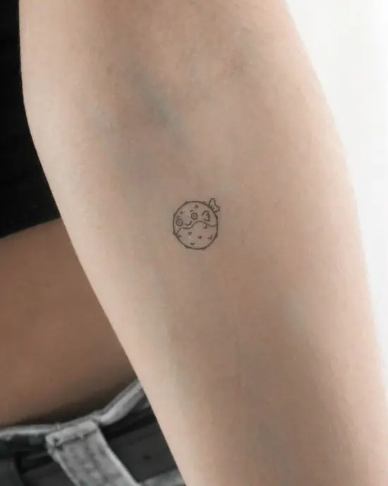 Simple & Cute Puffer Fish Tattoo Idea