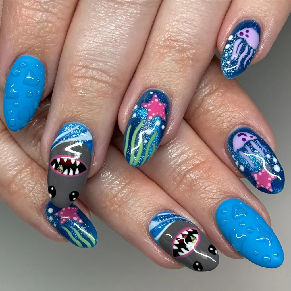 50+ Shark Nail Art Design Ideas