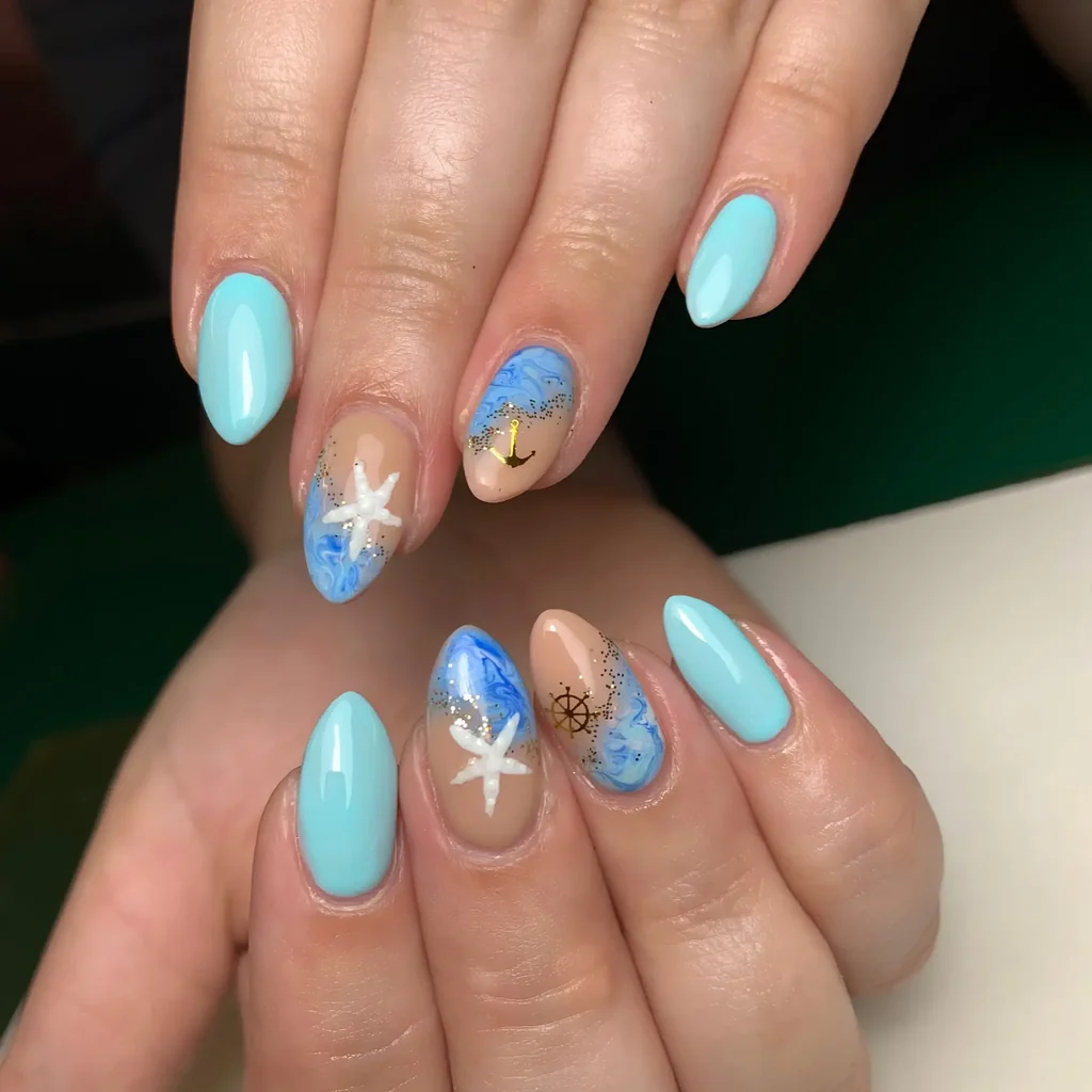50+ Starfish Nail Art Design Ideas