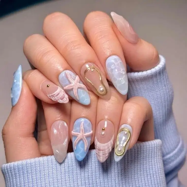 50+ Starfish Nail Art Design Ideas